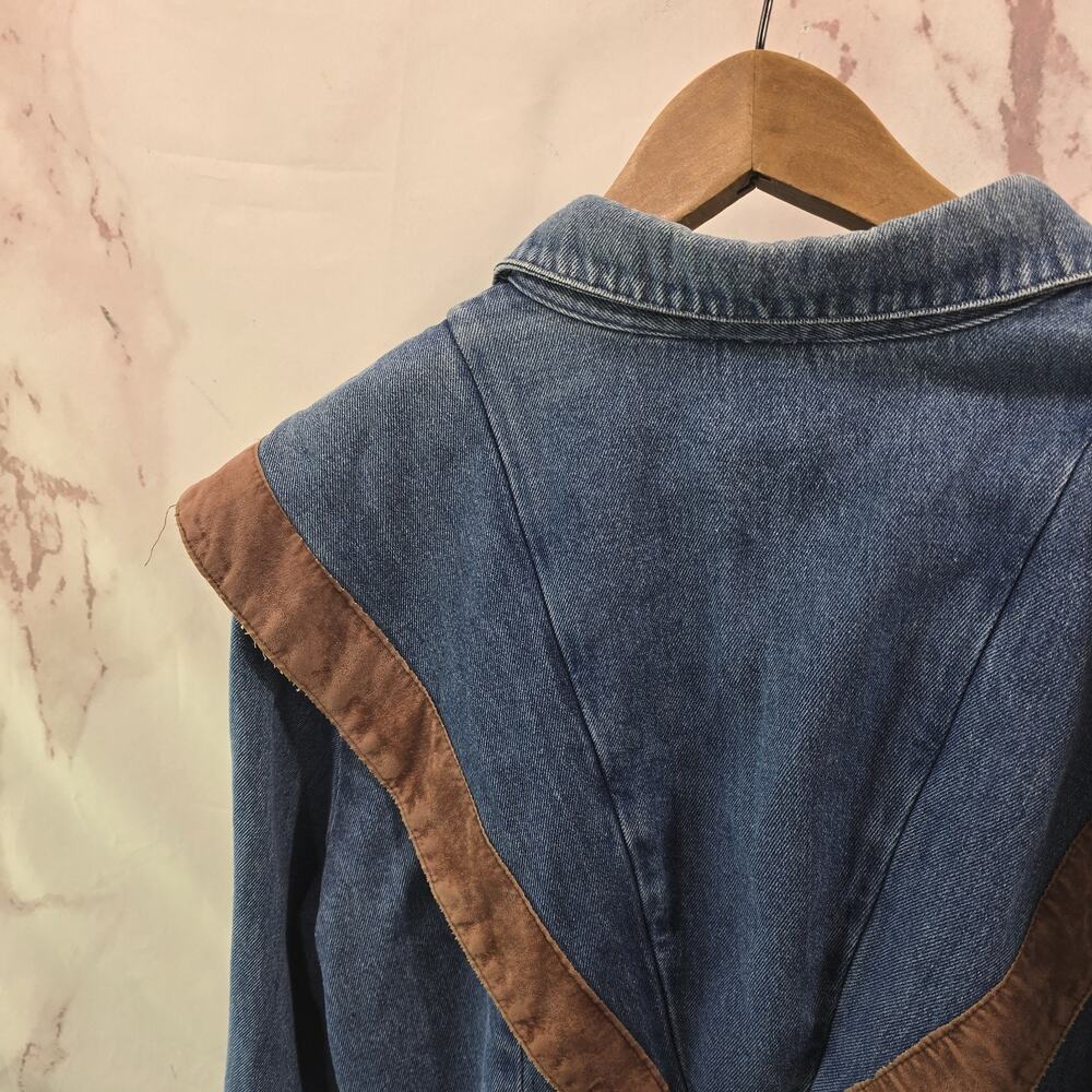 Vintage Southwestern Jacket Womens Large Jean 80s Y2K Concho Suede Leather Boxy - Picture 7 of 12